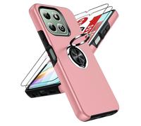 LeYi for Honor X6b 4G Phone Case with 2 Tempered Glass Screen Protector and Invisible Phone Ring Holder, Shockproof Protective Cover for Honour X6b 4G - Pink