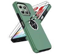 LeYi for Honor X6b 4G Phone Case with 2 Tempered Glass Screen Protector and Invisible Phone Ring Holder, Shockproof Protective Cover for Honour X6b 4G - QGreen