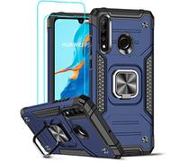 LeYi for Huawei P30 Lite/P30 Lite New Edition Case and Tempered Glass Screen Protector [2 Pack],Cover with Ring Holder Shockproof Protective Silicone Bumper Armour Hard Phone Case for P30 Lite Blue