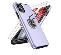 LeYi for iPhone 11 Case : and 2 Tempered Glass Screen Protector, with 360 Ring Holder Stand Magnetic Shockproof Heavy Duty Protective Phone Cover for i Phone 11 Purple