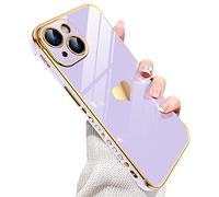 LeYi for iPhone 14 Case for Girls Women : and 2 HD Screen Protector, Heart Cute Love Pattern Soft Shockproof Protective Phone Cover for i Phone 14 Purple