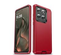 LeYi for Motorola-Edge-2025 Casee: Moto Edge 2025 Case Heavy Duty 3 in 1 Rugged Cover, Military Grade Shockproof Cell Phone Android Funda para Motorola Edge 2025, Red