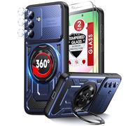 LeYi for Samsung A36 5G Case, Invisible Ring Stand Holder with 2 Tempered Glass Screen Protectors and 2 Camera Lens Protectors, Tough Protective Shockproof Mobile Phone Cover for Galaxy A 36, Blue