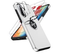 LeYi for Samsung A36 5G Case with Invisible Ring Stand Holder, 2 Tempered Glass Screen Protectors and 2 Camera Lens Protectors, Protective Shockproof Tough Mobile Phone Cover for Galaxy A 36 - Silver