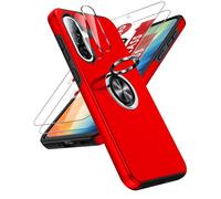 LeYi for Samsung A36 5G Case with Invisible Ring Stand Holder, 2 Tempered Glass Screen Protectors and 2 Camera Lens Protectors, Protective Shockproof Tough Mobile Phone Cover for Galaxy A 36 - Red