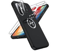LeYi for Samsung A37 5G Case with Invisible Ring Stand Holder, 2 Tempered Glass Screen Protectors and 2 Camera Lens Protectors, Protective Shockproof Tough Mobile Phone Cover for Galaxy A 37 - Black