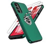 LeYi for Samsung Galaxy A14 4G-5G Case: A 14 Mobile Phone Case Cover with 2 Tempered Glass Screen Protector,Heavy Duty Shockproof Protective with 360 Ring Holder Stand Magnetic Case, Green