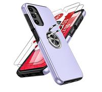 LeYi for Samsung Galaxy A14 4G-5G Case: A 14 Phone Cover with 2 Tempered Glass Screen Protector,Heavy Duty Protection Shockproof with 360 Ring Holder Stand Magnetic Silicone Case for Galaxy A14 Purple