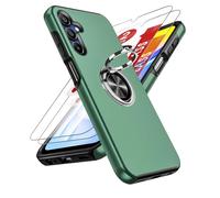 LeYi for Samsung Galaxy A15 4G/5G Phone Case with 2 Tempered Glass Screen Protector and Invisible Phone Ring Holder, Heavy Duty Protection Shockproof Cover for Samsung Galaxy A 15 - Light Green