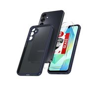 LeYi for Samsung Galaxy A16 4G/5G Phone Case with 2 Tempered Glass Screen Protector, Translucent Matte Back, Military Grade Protection, Slim Rugged Shockproof Protective Mobile Cover for A 16-Blue