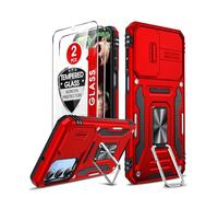 LeYi for Samsung Galaxy A16 Phone Case, with Camera Lens Cover Slider, 2 Pack Screen Protectors, Ring Stand Holder Military Grade Protective Shockproof Armour Cover for Samsung Galaxy A16, Red