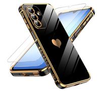 LeYi for Samsung Galaxy A17 4G/5G Phone Case with 2 Tempered Glass Screen Protector, Scratch Resistant Silicone Cover, Slim Soft TPU Shockproof Protective Mobile Case for A 17 - Black