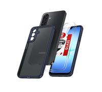 LeYi for Samsung Galaxy A17 4G/5G Phone Case with 2 Tempered Glass Screen Protector, Translucent Matte Back, Military Grade Protection, Slim Rugged Shockproof Protective Mobile Cover for A 17-Blue