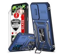 LeYi for Samsung Galaxy A25 5G Phone Case, with Camera Lens Cover Slider, 2 Pack Screen Protectors, Ring Stand Holder Military Grade Protective Shockproof Armour Cover for Samsung A 25 5G, Navy Blue