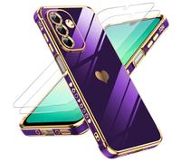 LeYi for Samsung Galaxy A26 5G Case with 2 Tempered Glass Screen Protector, Scratch Resistant Silicone Cover, Slim Soft TPU Phone Case for Samsung Galaxy A26 5G Dark Purple