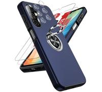 LeYi for Samsung Galaxy A26 5G Phone Case with 2 Tempered Glass Screen Protector, 2 Camera Lens Protector and Invisible Phone Ring Holder, Shockproof Protective Cover for Samsung Galaxy A 26 - Blue