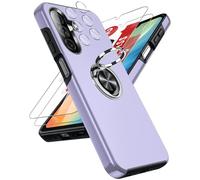 LeYi for Samsung Galaxy A26 5G Phone Case with 2 Tempered Glass Screen Protector, 2 Camera Lens Protector and Invisible Phone Ring Holder, Shockproof Protective Cover for Samsung Galaxy A 26 - Purple