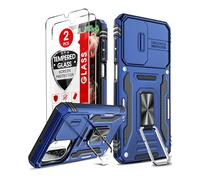 LeYi for Samsung Galaxy A26 5G Phone Case, with Camera Lens Cover Slider, 2 Pack Screen Protectors, Ring Stand Holder Military Grade Protective Shockproof Armour Cover for Samsung A 26 5G, Navy Blue