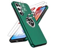 LeYi for Samsung Galaxy A35 5G Case with 2 Tempered Glass Screen Protector, 2 Camera Lens Protector and Invisible Phone Ring Holder, Shockproof Protective Phone Cover for Samsung Galaxy A 35 - Green