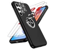 LeYi for Samsung Galaxy A35 5G Case with 2 Tempered Glass Screen Protector, 2 Camera Lens Protector and Invisible Phone Ring Holder, Shockproof Protective Phone Cover for Samsung Galaxy A 35 - Black