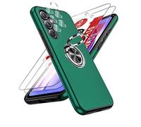 LeYi for Samsung Galaxy A54 5G Case: and 2 Tempered Glass Screen Protector &2 Camera Lens Protector, with 360 Ring Holder Stand Magnetic Shockproof Heavy Duty Protective Phone Cover for A 54 Green