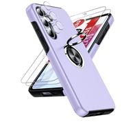 LeYi for Samsung Galaxy A55 5G Case with 2 Tempered Glass Screen Protector, 2 Camera Lens Protector and Invisible Phone Ring Holder, Shockproof Protective Phone Cover for Samsung Galaxy A 55 - Purple