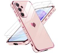 LeYi for Samsung Galaxy A55 5G Case with 2 Tempered Glass Screen Protector, Scratch Resistant Silicone Cover, Slim Soft TPU Phone Case for Samsung Galaxy A55 5G - Pink