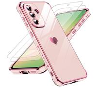 LeYi for Samsung Galaxy A56 5G Phone Case with 2 Tempered Glass Screen Protector, Protective Shockproof Scratch Resistant Silicone, Slim Soft TPU Mobile Cover for A 56 5G Pink