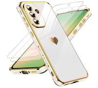 LeYi for Samsung Galaxy A56 5G Phone Case with 2 Tempered Glass Screen Protector, Protective Shockproof Scratch Resistant Silicone, Slim Soft TPU Mobile Cover for A 56 5G White