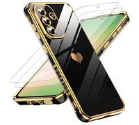 LeYi for Samsung Galaxy A56 5G Phone Case with 2 Tempered Glass Screen Protector, Protective Shockproof Scratch Resistant Silicone, Slim Soft TPU Mobile Cover for A 56 5G Black