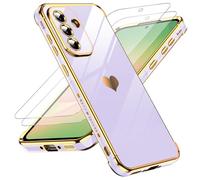 LeYi for Samsung Galaxy A56 5G Phone Case with 2 Tempered Glass Screen Protector, Protective Shockproof Scratch Resistant Silicone, Slim Soft TPU Mobile Cover for A 56 5G Purple