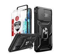 LeYi for Samsung Galaxy S20 FE Case with Slide Camera Cover and 2 Tempered Glass Screen Protector, S20FE Phone Case with Ring Holder Heavy Duty Shockproof Hard Armour Phone Cover for S 20 FE, Black