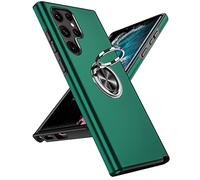 LeYi for Samsung Galaxy S22 Ultra Case,Heavy Duty Protection Shockproof Cover with Built-in Ring Holder Lightweight Silicone Hybrid Phone Case for Galaxy S22 Ultra Green