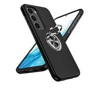 LeYi for Samsung Galaxy S23 Case,Heavy Duty Protection Shockproof Cover with Built-in Ring Holder Lightweight Silicone Hybrid Phone Case for Galaxy S23 Black