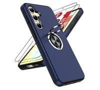 LeYi for Samsung Galaxy S24 FE Case with 2 Tempered Glass Screen Protector and Invisible Phone Ring Holder, Shockproof Protective Phone Cover for Samsung Galaxy S24FE 5G - Blue
