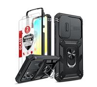 LeYi for Samsung Galaxy S24 FE Case with Camera Cover Slider, 360 Full Body Armour Protective Front and Back Phone Cover | 2 Tempered Glass Screen Protector | Ring Stand Holder for Samsung S24FE Case