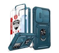 LeYi for Samsung Galaxy S25 Case with 2 Tempered Glass Screen Protector and Camera Cover Slider | Ring Stand Holder | Military Shockproof Protective Cover for Galaxy S25 5G Blue