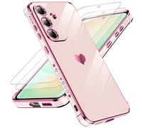LeYi for Samsung Galaxy S25 FE Case with 2 Tempered Glass Screen Protector, Scratch Resistant Silicone Cover, Slim Soft TPU Phone Case for Samsung Galaxy S25FE - Pink