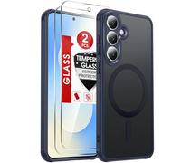 LeYi for Samsung Galaxy S25 FE Phone Case with Magnetic, 2 Tempered Glass Screen Protector, Translucent Matte Back Cover Slim Shockproof Protective with MagSafe for Samsung S25FE, Blue