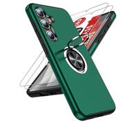 LeYi for Samsung Galaxy S25 Phone Case with 2 Tempered Glass Screen Protector and Invisible Phone Ring Holder, Shockproof Protective Cover for Samsung Galaxy S 25 - Green