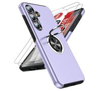 LeYi for Samsung Galaxy S25 Plus Phone Case with 2 Tempered Glass Screen Protector and Invisible Phone Ring Holder, Shockproof Protective Cover for Samsung Galaxy S25 Plus - Purple