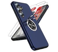 LeYi for Samsung Galaxy S25 Plus Phone Case with 2 Tempered Glass Screen Protector and Invisible Phone Ring Holder, Shockproof Protective Cover for Samsung Galaxy S25 Plus - Blue