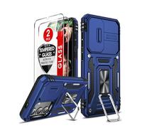 LeYi for Samsung Galaxy S25 Plus/S25+ Phone Case with Camera Cover Slider, 2 Tempered Glass Screen Protector, Ring Stand Holder, 360 Full Body Tough Armor Cover Hard Heavy Duty Protective,Navy Blue