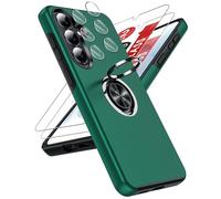 LeYi for Samsung Galaxy S26 Plus Phone Case with 2 Tempered Glass Screen Protector, 2 Camera Lens Protector and Invisible Metal Ring Stand Holder, Shockproof Protective Mobile Cover- Green