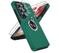 LeYi for Samsung Galaxy S26 Ultra Phone Case with 2 Tempered Glass Screen Protector, 2 Camera Lens Protector and Invisible Ring Stand Holder, Shockproof Protective Mobile Cover for S 26Ulta-Green
