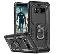 LeYi for Samsung Galaxy S8 Case,Ring Holder Military Grade Protective Silicone Plastic Shockproof Tough Armour Hard Mobile Phone Cover for Samsung Galaxy S8 Black