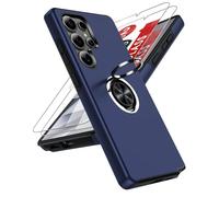 LeYi for Samsung S25 Ultra Case with 2 Tempered Glass Screen Protector and Invisible Rotatable Phone Ring Stand Holder, Tough Shockproof Protective Phone Cover for Galaxy S 25 Ultra S25Ultra - Blue