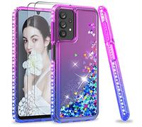 LeYi Gradient Quicksand Case Samsung Galaxy A13, Galaxy A13 4G Women Girl Sparkly Liquid Glitter Cute Soft TPU+PC Shockproof Airbags Girly Protective Phone Cover for Samsung A13 4G LTE Purple Blue