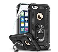 LeYi iPhone SE (2016 Edition) Case,iPhone 5S/5 Case with Ring Holder, Full Body Protective Silicone TPU Shockproof Tough Armour Phone Cover and Screen Protector for Apple iPhone SE 2016/5S/5 Black