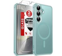 LeYi Magnetic for Samsung Galaxy S24 5G Phone Case, Fit for MagSafe, 2 Tempered Glass Screen Protector, Full Camera Protection, Translucent Matte Back Cover Slim Thin Case for Samsung S 24, Mint Green